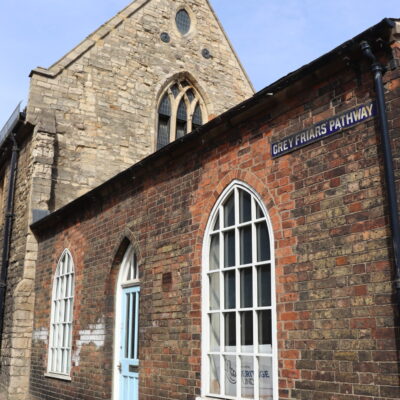 Photo of the outside of the Greyfriars building in Lincoln showing some sky